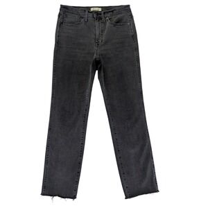 Madewell Stovepipe Straight Leg Raw Hem Jeans Faded Black Size 28 NA940 Banberry